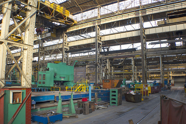 The factory is vast, with many items of large machinery still present that are due to be sold as company assets.